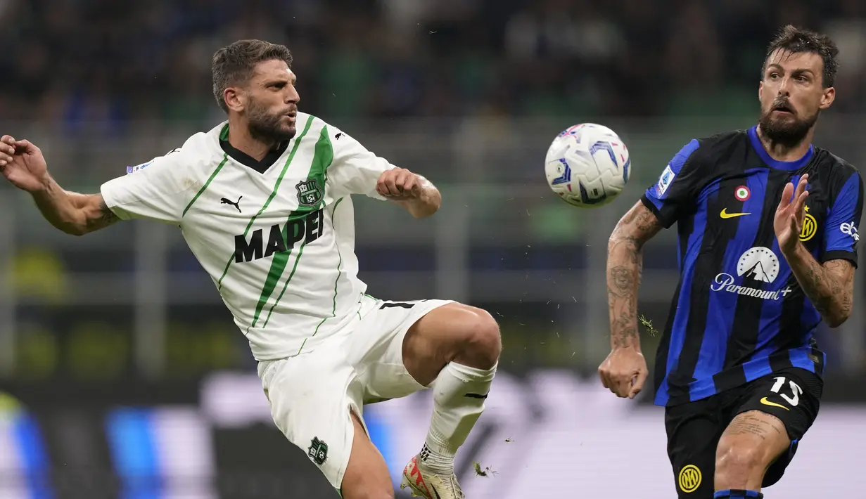 Lautaro Martinez dan kawan-kawan menyerah 1-2. (AP Photo/Antonio Calanni)