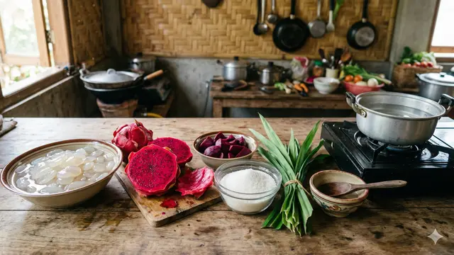 Kolang-kaling warna merah alami (Foto: Gemini AI)