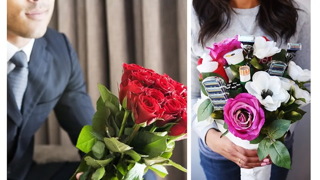 Rangkaian bunga kreatif Ini untuk kado Valentine 