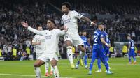Jude Bellingham menyumbangkan satu gol saat Real Madrid meraih kemenangan 2-0 atas Getafe di Santiago Bernabeu pada laga pekan ke-15 La Liga musim ini, MInggu (1/12/2024) malam WIB.&nbsp;(AP Photo/Bernat Armangue)