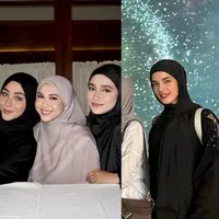Tasya Farasya turut hadir mengenakan abaya hitam dengan aksen motif keemasan di bagian lengan. Ibu dua anak itu melengkapi gayanya dengan pashmina warna senada. [@tasyafarasya].