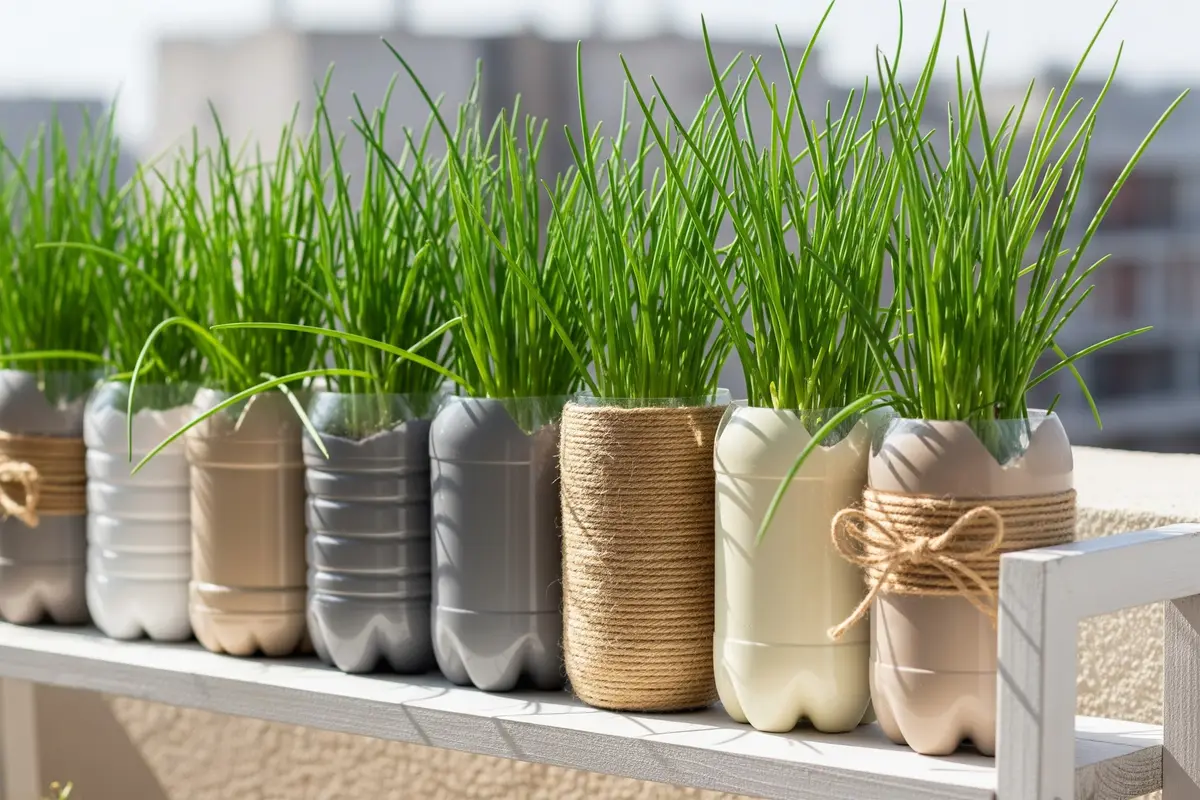 Kebun Daun Bawang dari Botol Plastik Bekas (Image by Gemini AI)