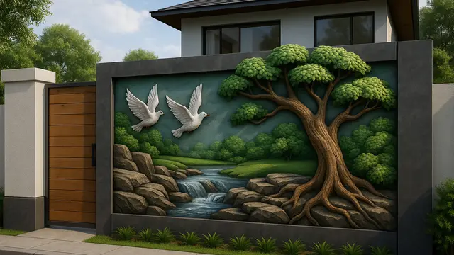 Desain Pagar Tembok Unik