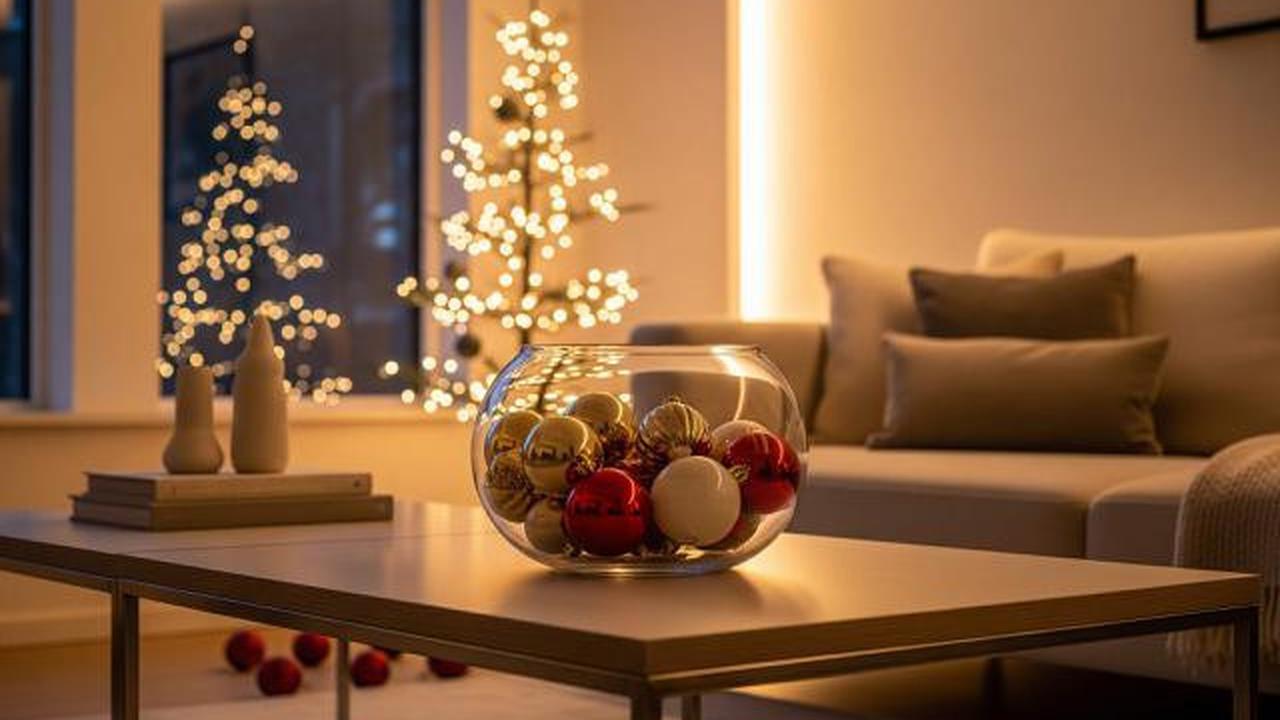 Ornamen Bola Natal dalam Mangkuk Kaca.
