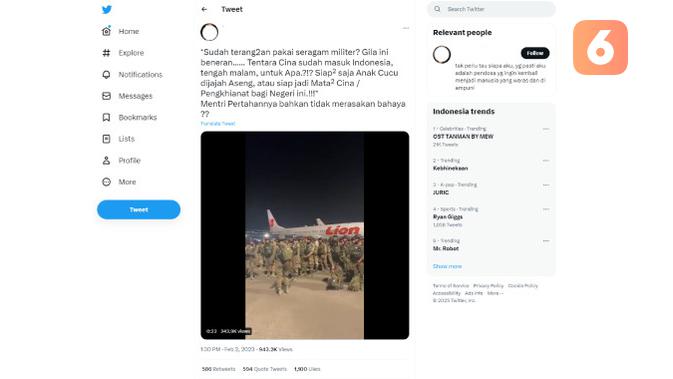 <p>Viral video diklaim tentara China masuk Indonesia pakai pesawat Lion Air. (Liputan6.com)</p>