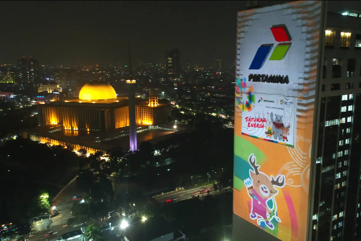 Keren, Video Raksasa Asian Games 2018 Hiasi Gedung Pertamina