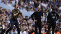 Aksi Thomas Frank saat melatih Tottenham pada laga pekan ke-2 Premier League 2025/2026 lawan Manchester City di Stadion Etihad -&nbsp;AP Photo/Dave Thompson