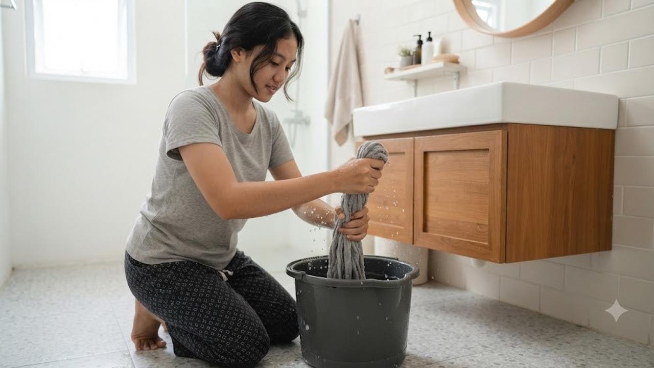 Bilas Kain Pel dengan Air Bersih (AI Generated)