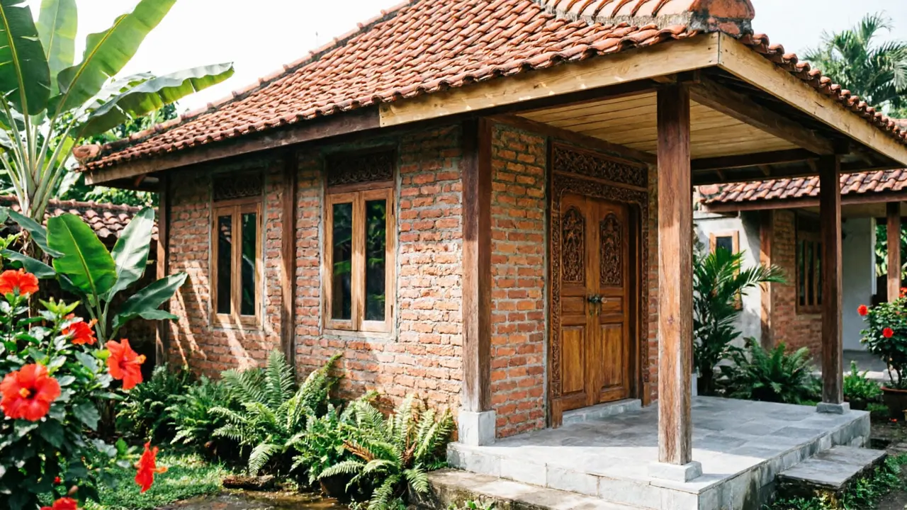 Desain Rumah Kampung dengan Kombinasi Material Alami