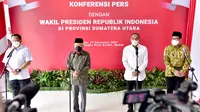 Wakil Presiden Republik Indonesia, Ma'ruf Amin saat rapat terbatas (ratas) di Aula Tengku Rizal Nurdin, Rumah Dinas Gubernur Sumut