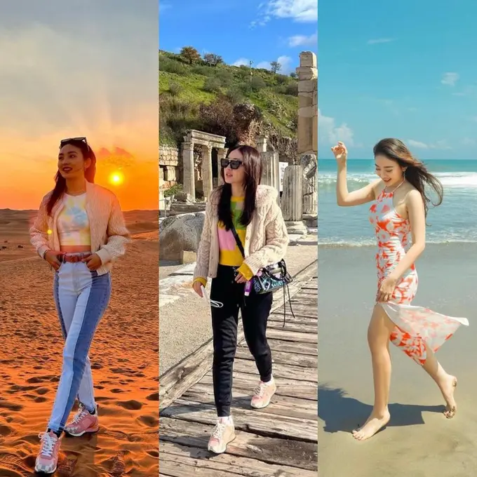 10 Gaya Kasual Natasha Wilona saat Liburan di Bali hingga Dubai, Selalu Stylish
