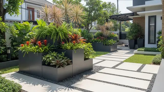 Desain Taman Depan Rumah Minim Perawatan yang Tetap Terlihat Rapi Sepanjang Tahun/AI Generated