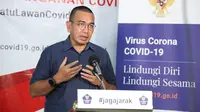 Staf Khusus Menteri BUMN, Arya Mahendra Sinulingga menyampaikan, ada 20 alat PCR untuk diagnosis Corona COVID-19 saat konferensi pers di Graha BNPB, Jakarta, Rabu (8/4/2020). (Dok Badan Nasional Penanggulangan Bencana/BNPB)