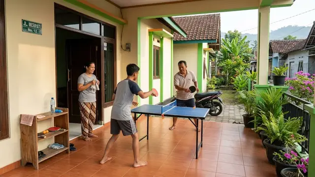 Ide Teras untuk Area Olahraga dan Cocok untuk Orang Mageran Model dengan Area Meja Pingpong Mini
