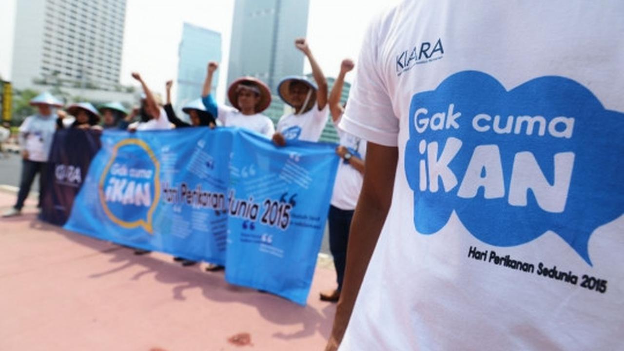 Aksi aktivis gelar peringatan Hari Perikanan Sedunia di HI
