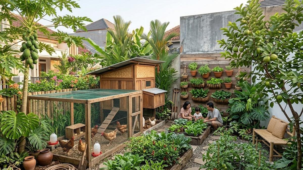 Cara Membuat Halaman Rumah Produktif dengan Ayam dan Tanaman Buah, Hemat Menguntungkan