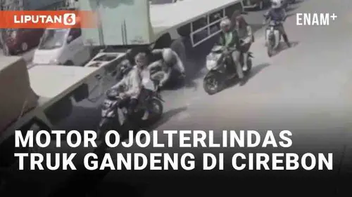 VIDEO: Duh, Motor Ojol Terlindas Truk Gandeng di Cirebon Terekam CCTV