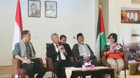 Duta Besar Palestina untuk Indonesia Zubair Alshun dalam konferensi pers pada Rabu, 26 Juni 2019 (Liputan6.com/Siti Khotimah)
