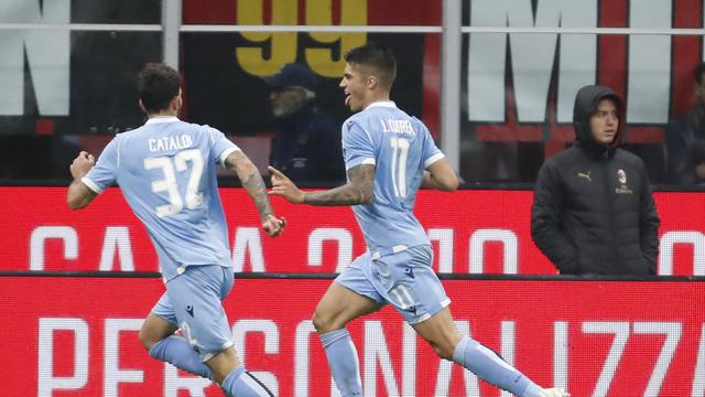 Selebrasi Pemain Lazio saat mengalahkan AC Milan