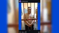 Oknum polisi berinisial Bripka JR di meminta maaf atas tindakannya yang menendang seorang wanita diduga berstatus ODGJ (Tangkapan layar samrtphone/Instagram @beritakotamedan)