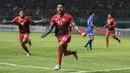 Gelandang Indonesia, Stefano Lilipaly, merayakan gol yang dicetaknya ke gawang Chinese Taipei pada laga Grup A Asian Games di Stadion Patriot, Bekasi, Minggu (12/8/2018). Indonesia menang 4-0 atas Chinese Taipei. (Bola.com/Vitalis Yogi Trisna)