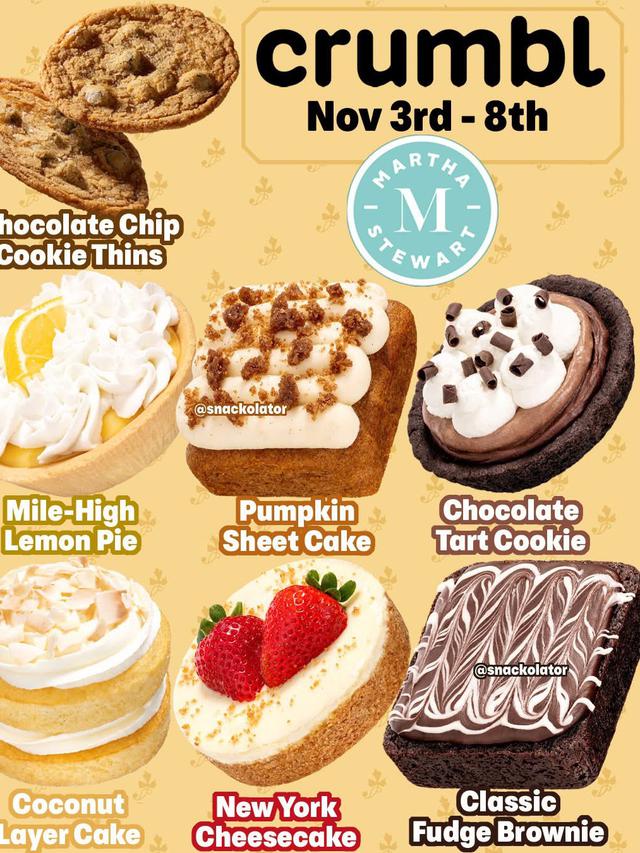 Martha Stewart and Crumbl Cookies Collaborate on Six Special Desserts