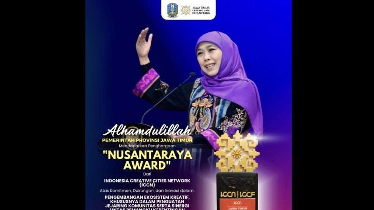 Pemprov Jatim Raih Nusantaraya Award di ICCF 2025, Bukti Komitmen Kuat terhadap Ekonomi Kreatif Jawa Timur