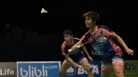 Pasangan Malaysia, Chan Peng Soon/Peck Yen Wei, sejak awal kesulitan mengimbangi permainan Tontowi Ahmad/Liliyana Natsir. (Bola.com/Vitalis Yogi Trisna)