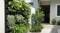 Desain Taman Depan Rumah Anti Ular dengan Batu Koral Putih (AI)