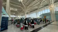 Jemaah haji Indonesia gelombang dua mulai dipulangkan melalui Bandara AMAA Madinah. Mereka dipulangkan ke Tanah Air setelah sempat tinggal selama 8 hari di Kota Madinah. (FOTO: MCH PPIH ARAB SAUDI 2023)