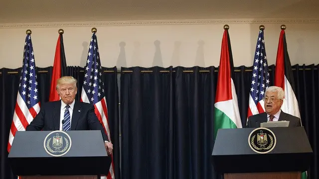 Presiden AS Donald Trump dan Presiden Palestina Mahmoud Abbas