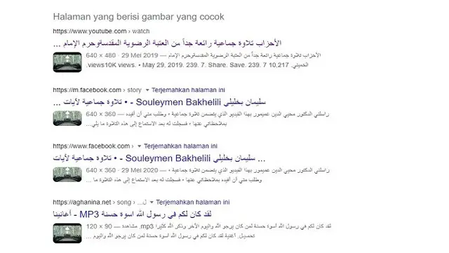 Gambar Tangkapan Layar Penelusuran Foto dengan Google Reverse Images.