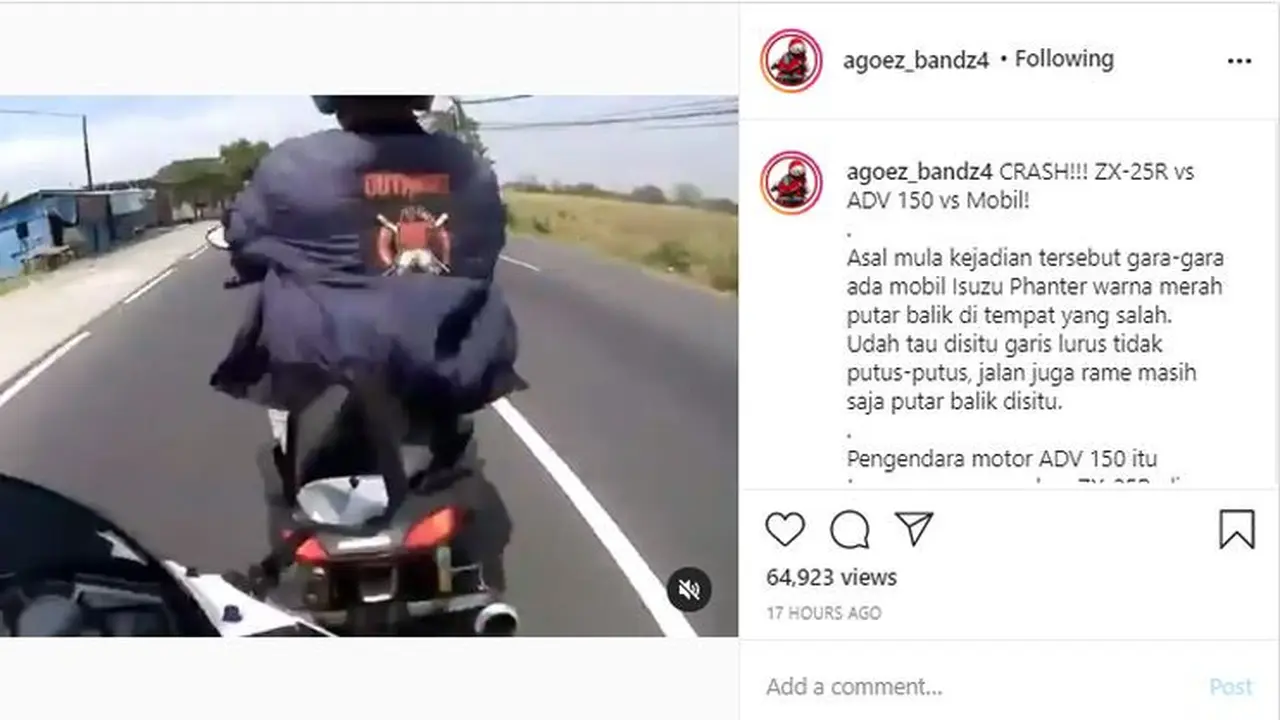 Kawasaki Ninja ZX-25R Sundul Honda ADV (Instagram @agoez_bandz4)