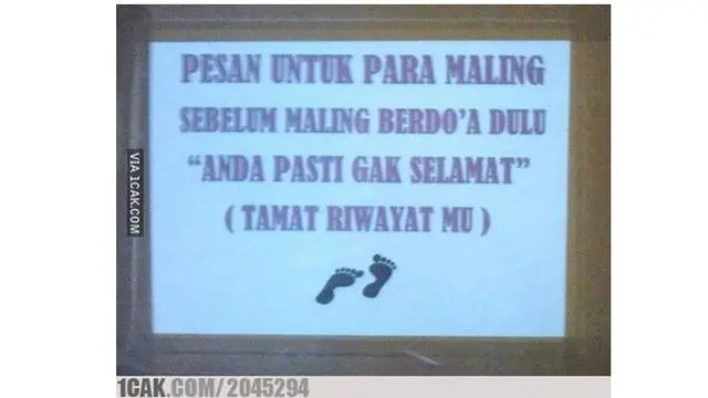 6 Tulisan Peringatan untuk Maling di Tempat Umum Ini Bikin Tepuk Jidat