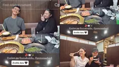 Momen romantis kembali disuguhkan oleh Arhan dan Azizah. Pasangan yang menikah pada 20 Agustus 2023 ini melakukan double date dengan rekan mereka di Jepang. Keduanya tampak menggemaskan saat diabadikan fotonya dinner bersama. (Liputan6.com/TikTok/mleuraas)
