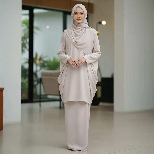9 Model Gamis Polos ala Baju Kurung Malaysia, Anggun Kesederhanaan dan Tradisi