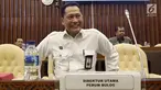 Dirut Perum Bulog Budi Waseso saat rapat kerja bersama Komisi IV DPR di Kompleks Parlemen, Senayan, Jakarta (20/6/2019). Rapat membahas RKA Kementerian dan Lembaga Tahun 2020, evaluasi pelaksanaan anggaran triwulan I dan kinerja Bulog selama tahun 2018. (Liputan6.com/JohanTallo)