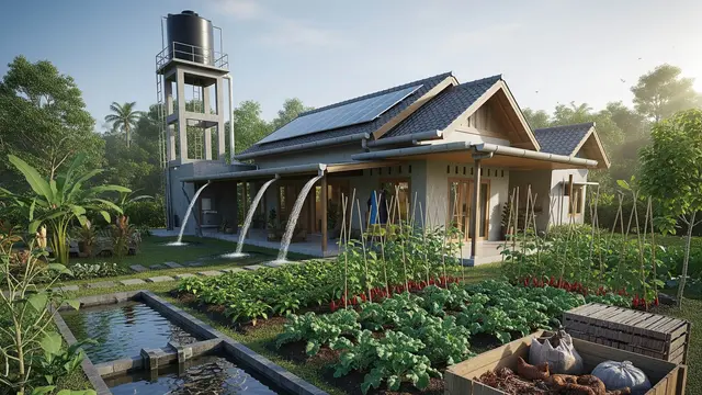 Konsep Rumah 1 Lantai Mandiri Pangan dan Energi untuk Keluarga Kecil