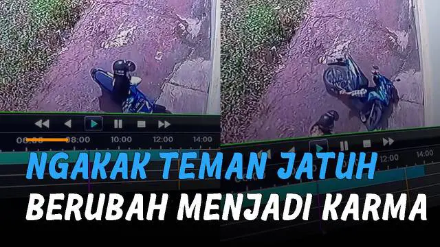 Video CCTV memperlihatkan aksi kocak dua perempuan ketika mengeluarkan motor.