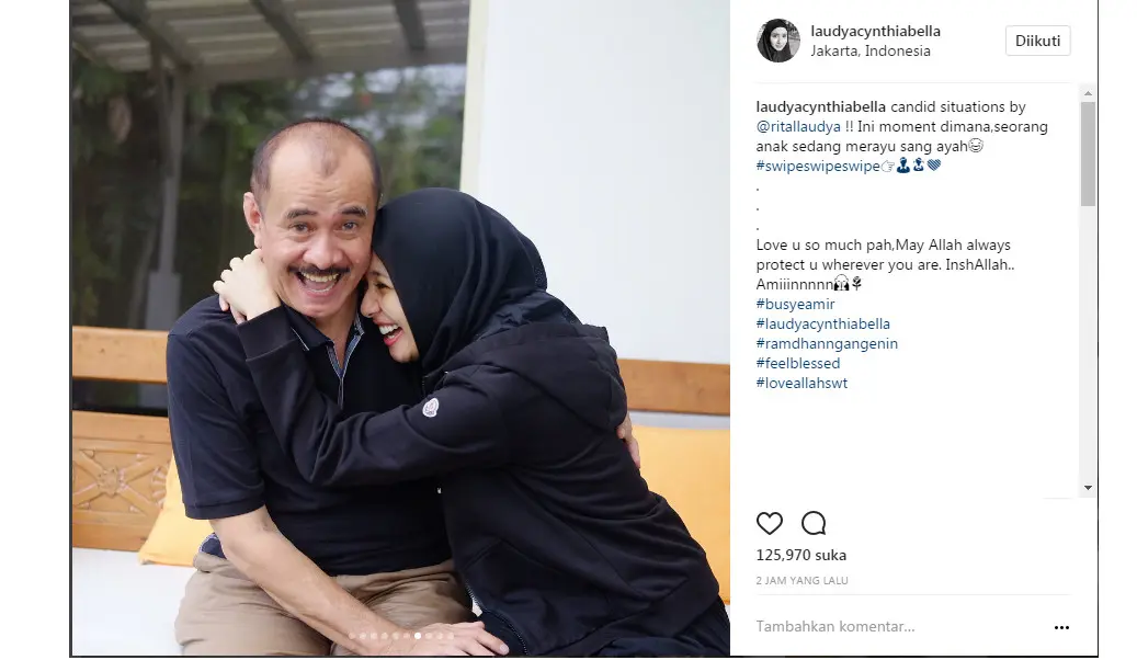 Laudya Cynthia Bella bersama sang ayah (Foto: Instagram)