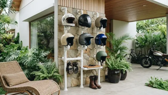 Ide Desain Rak Helm PVC (AI Generated)