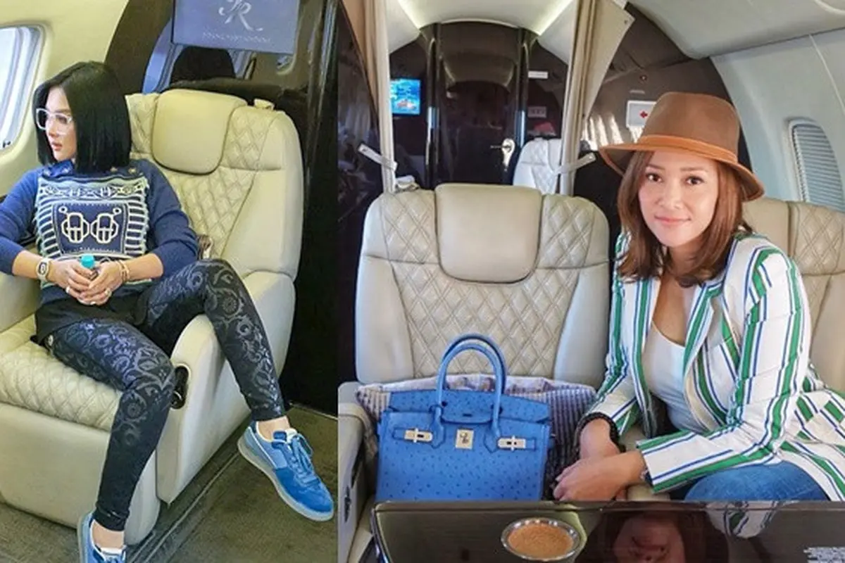5 Beda Gaya Syahrini dan Maia Estianty Saat Naik Jet Pribadi, Mana yang Lebih Kece?