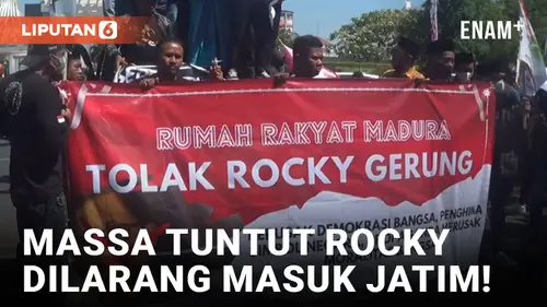 VIDEO: Demonstran Tuntut Gubernur Khofifah Keluarkan Aturan Larang Rocky Gerung Masuk Jatim