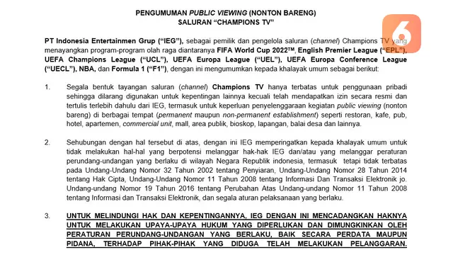 Hak Siar Piala Dunia 2022