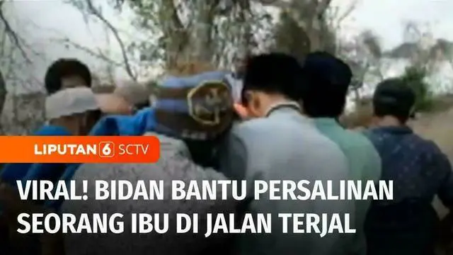 Aksi seorang bidan di Kabupaten Sumenep, Jawa Timur, viral di media sosial, setelah membantu seorang ibu melahirkan di jalan perbukitan yang terjal.