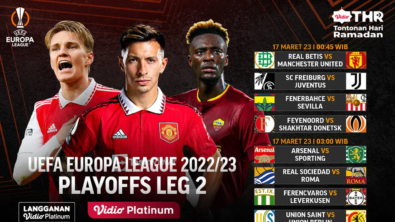 Jadwal Live Streaming Liga Europa 2022/2023 Babak 16 Besar Leg Kedua di Vidio
