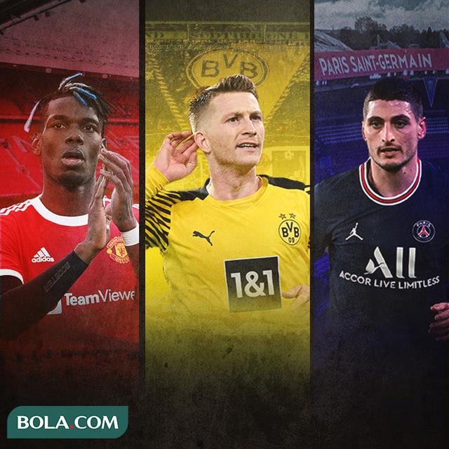 Ilustrasi - Paul Pogba, Marco Reus, Marco Verratti