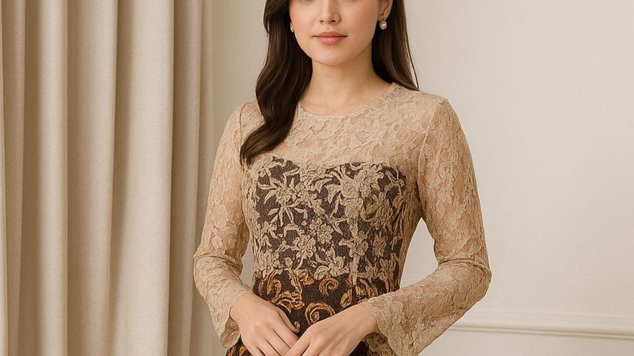 20 Model Dress Batik Kombinasi Brokat Lengan Panjang, Inspirasi Busana untuk Tampil Glamor dan Anggun Memikat