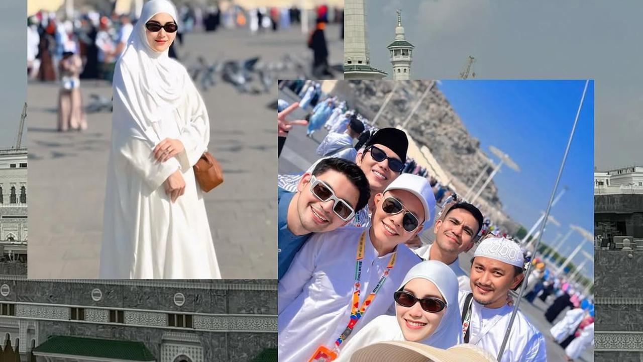 Potret Ayu Ting Ting Kenakan Gamis Serba Putih saat Umrah dengan Keluarga