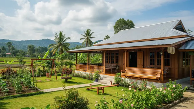 Rumah Kampung dengan Teras dan Area Bermain Anak